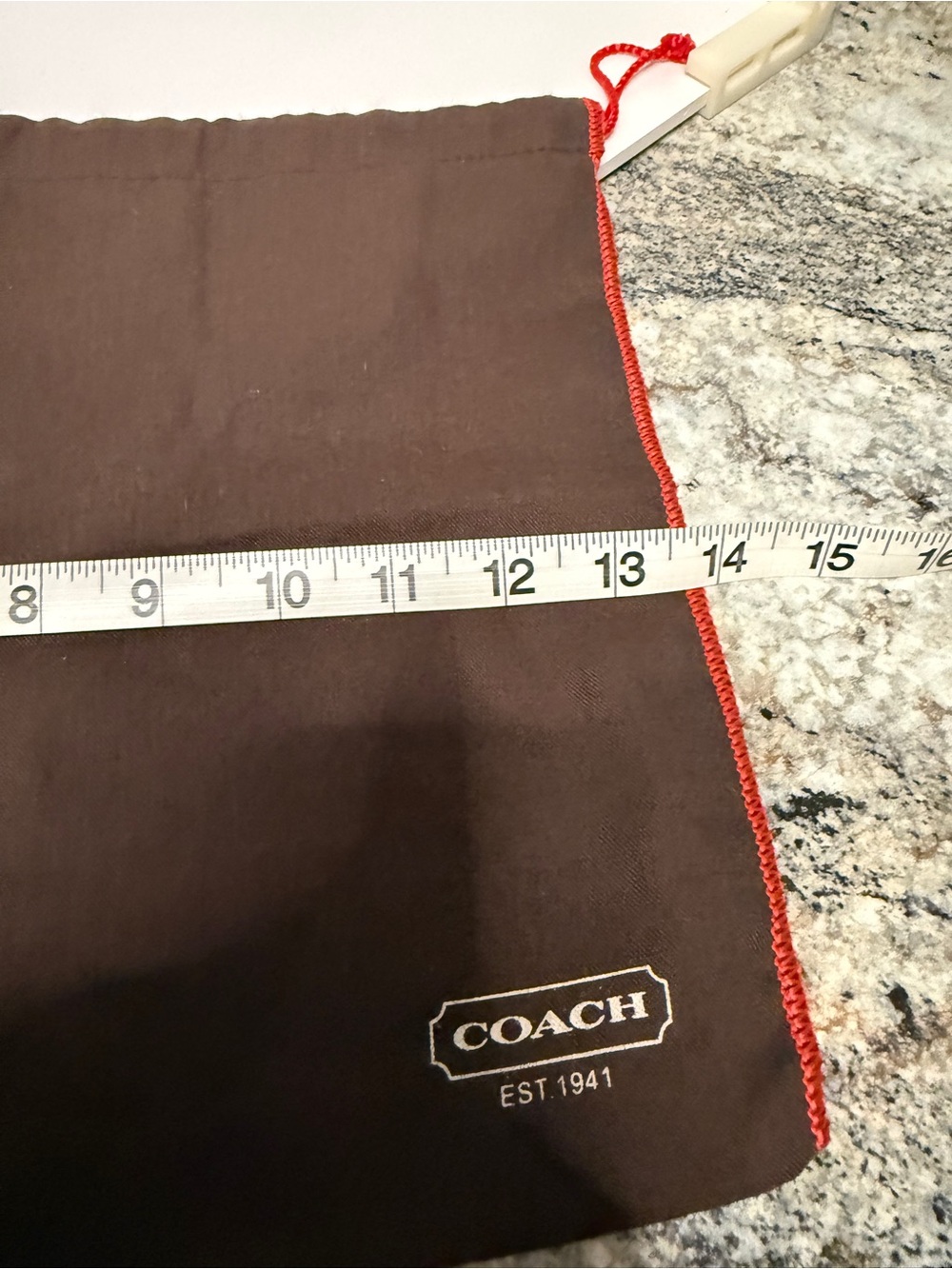 COACH Brown Drawstring Dust Bag with Red Trim - Picture 3 of 4